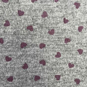 Hilco Strickstoff Heart grau Glitzer lila